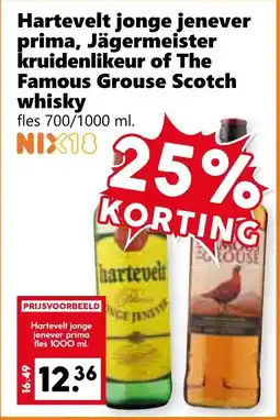 CoopCompact Hartevelt jonge jenever prima, Jägermeister kruidenlikeur of The Famous Grouse Scotch whisky aanbieding