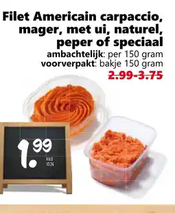 Coop Filet Americain carpaccio, mager, met ui, naturel, peper of speciaal aanbieding