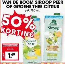 Coop VAN DE BOOM SIROOP PEER OF GROENE THEE CITRUS aanbieding