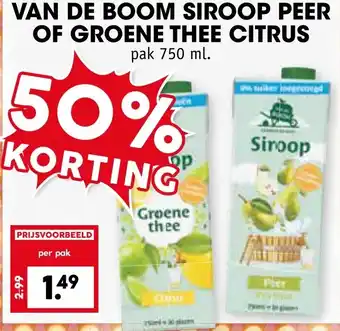 Coop VAN DE BOOM SIROOP PEER OF GROENE THEE CITRUS aanbieding