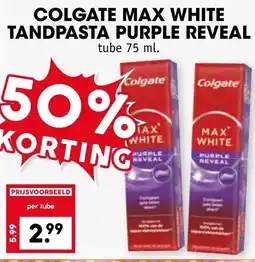 Coop COLGATE MAX WHITE TANDPASTA PURPLE REVEAL aanbieding
