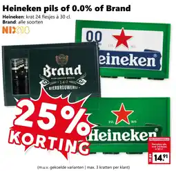 Coop Heineken pils of 0.0% of Brand aanbieding