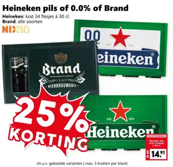 Coop Heineken pils of 0.0% of Brand aanbieding
