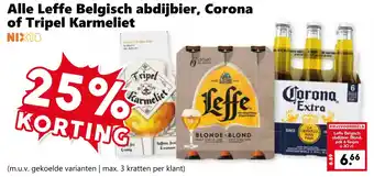 Coop Alle Leffe Belgisch abdijbier, Corona of Tripel Karmeliet aanbieding