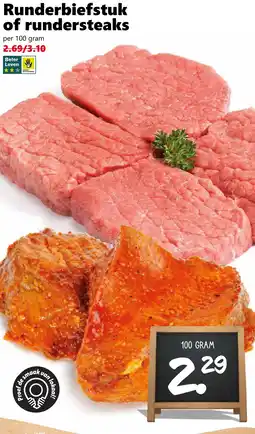 Coop Runderbiefstuk of rundersteaks aanbieding