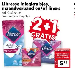 Coop Libresse inlegkruisjes, maandverband en/of liners aanbieding