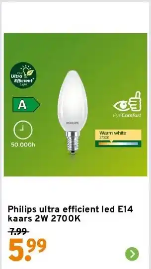 GAMMA Philips ultra efficient led E14 aanbieding