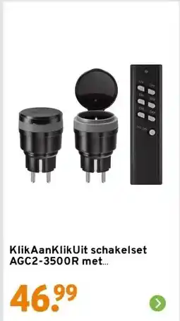 GAMMA KlikAanKlikUit schakelset AGC2-3500R met afstandsbediening en 2x stopcontact aanbieding