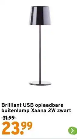 GAMMA Brilliant USB oplaadbare buitenlamp Xaana 2W zwart aanbieding