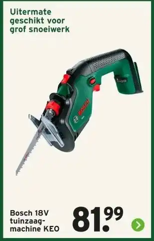 GAMMA Bosch 18V tuinzaag- machine KEO aanbieding