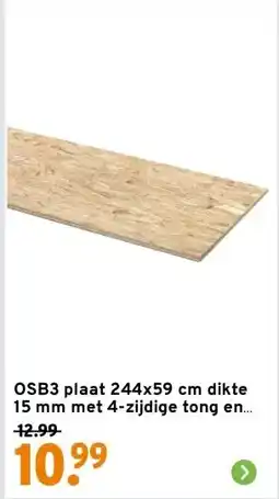 GAMMA OSB3 plaat 244x59 cm dikte 15 mm met 4-zijdige tong en groef aanbieding