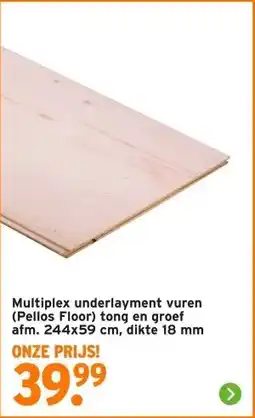GAMMA Multiplex underlayment vuren (Pellos Floor) tong en groef aanbieding