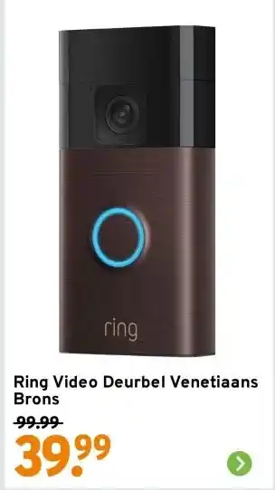 GAMMA Ring Video Deurbel Venetiaans Brons aanbieding