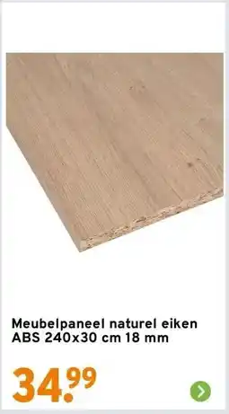 GAMMA Meubelpaneel naturel eiken ABS 240x30 cm 18 mm aanbieding