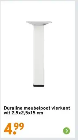 GAMMA Duraline meubelpoot vierkant wit aanbieding