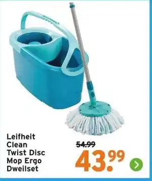 GAMMA Leifheit Clean Twist Disc Mop Ergo Dweilset aanbieding