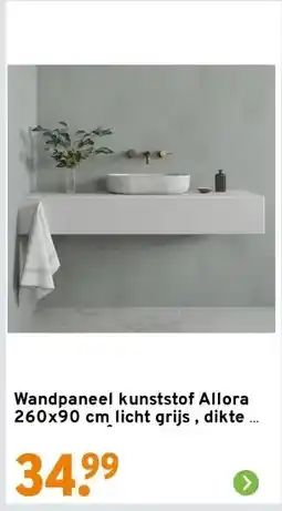GAMMA Wandpaneel kunststof Allora 260x90 cm licht grijs , dikte 4 mm 2,34 m² aanbieding
