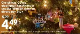 GAMMA Christmas Goods glasfiguur kersthanger snacks eten en drinken divers aanbieding