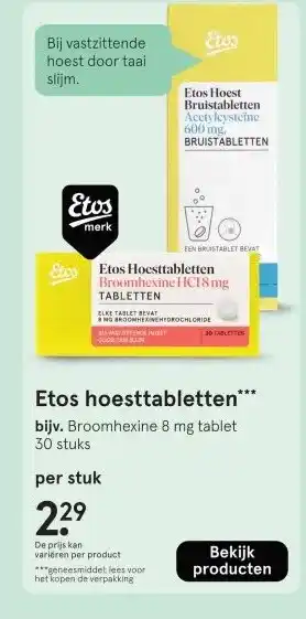Etos Etos hoesttabletten aanbieding