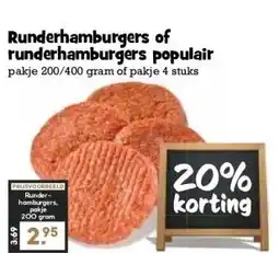 Boon`s Markt Runderhamburgers of runderhamburgers populair aanbieding