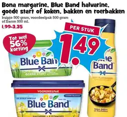Boon`s Markt Bona margarine, Blue Band halvarine, goede start of koken, bakken en roerbakken aanbieding