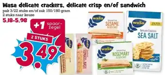 Boon`s Markt Wasa delicate crackers, delicate crisp en/of sandwich aanbieding