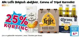 Boon`s Markt Alle Leffe Belgisch abdijbier, Corona of Tripel Karmeliet aanbieding