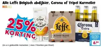 Boon`s Markt Alle Leffe Belgisch abdijbier, Corona of Tripel Karmeliet aanbieding