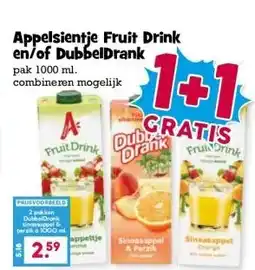 Boon`s Markt Appelsientje Fruit Drink en/of DubbelDrank aanbieding