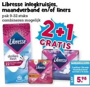 Boon`s Markt Libresse inlegkruisjes. maandverband en/of liners aanbieding