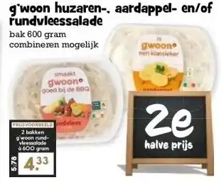Boon`s Markt g'woon huzaren-, aardappel- en/of rundvleessalade aanbieding