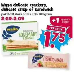 Boon`s Markt Wasa delicate crackers. delicate crisp of sandwich aanbieding