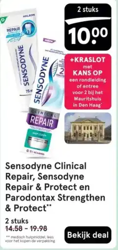 Etos Sensodyne Clinical Repair, Sensodyne Repair & Protect en Parodontax Strengthen & Protect aanbieding