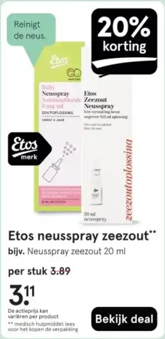 Etos Etos neusspray zeezout aanbieding