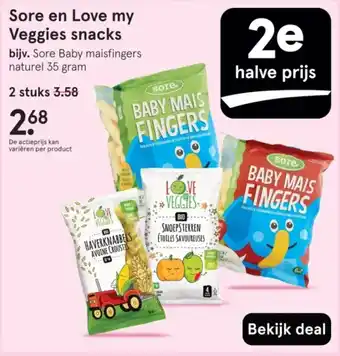 Etos Sore en Love my Veggies snacks aanbieding