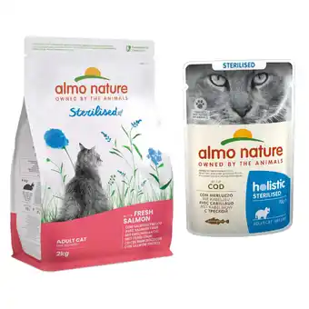 Zooplus 2 kg Almo Nature Holistic Sterilised + 6 x 70 g bijpassend natvoer voor een speciale prijs! aanbieding
