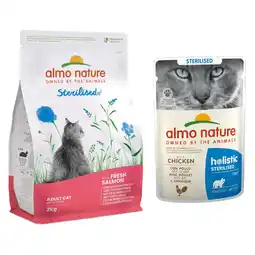 Zooplus 2 kg Almo Nature Holistic Sterilised + 6 x 70 g bijpassend natvoer voor een speciale prijs! aanbieding