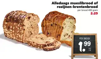 Coop Alledaags mueslibrood of rozijnen-krentenbrood aanbieding
