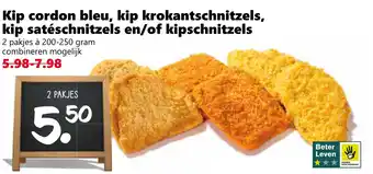 Coop Kip cordon bleu, kip krokantschnitzels, kip satéschnitzels en/of kipschnitzels aanbieding