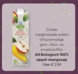 Albert Heijn AH Biologisch 100% appel mangosap aanbieding