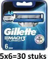 Bol.com Gillette Mach3 Turbo Scheermesjes Voor Mannen - 30 Navulmesjes - Blauw aanbieding