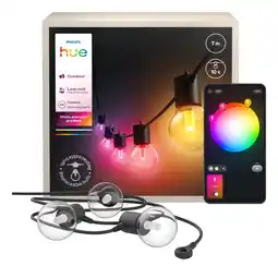 MediaMarkt Philips Hue Festavia Outdoor 7m - 10 Lampen Slimme Buitenarmatuur Zwart aanbieding