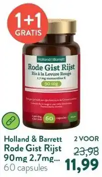 Holland & Barrett Rode Gist Rijst 90mg 2.7mg Monacoline K aanbieding