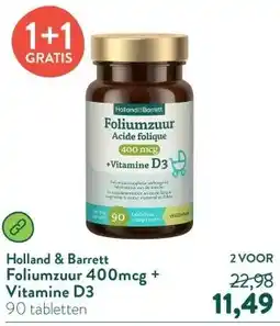 Holland & Barrett Foliumzuur 400mcg + Vitamine D3 aanbieding