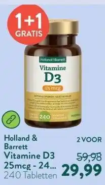 Holland & Barrett Vitamine D3 25mcg - 240 tabletten aanbieding