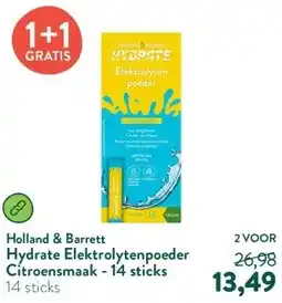 Holland & Barrett Hydrate Elektrolytenpoeder Citroensmaak - 14 sticks aanbieding