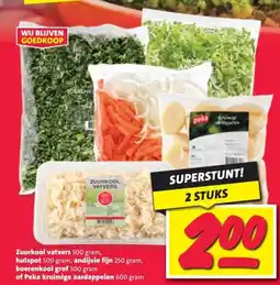 Nettorama Zuurkool vatvers 500 gram, hutspot 500 gram, andijvie fijn 250 gram, boerenkool grof 300 gram aanbieding