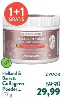 Holland & Barrett Collageen Poeder Premium Complex Natuurlijke Aardbei-/Limoensmaak - 171 gram aanbieding
