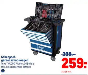 Makro Scheppach gereedschapswagen aanbieding