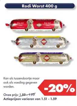 Huisdier Voordeelshop Rodi Worst 400 g aanbieding